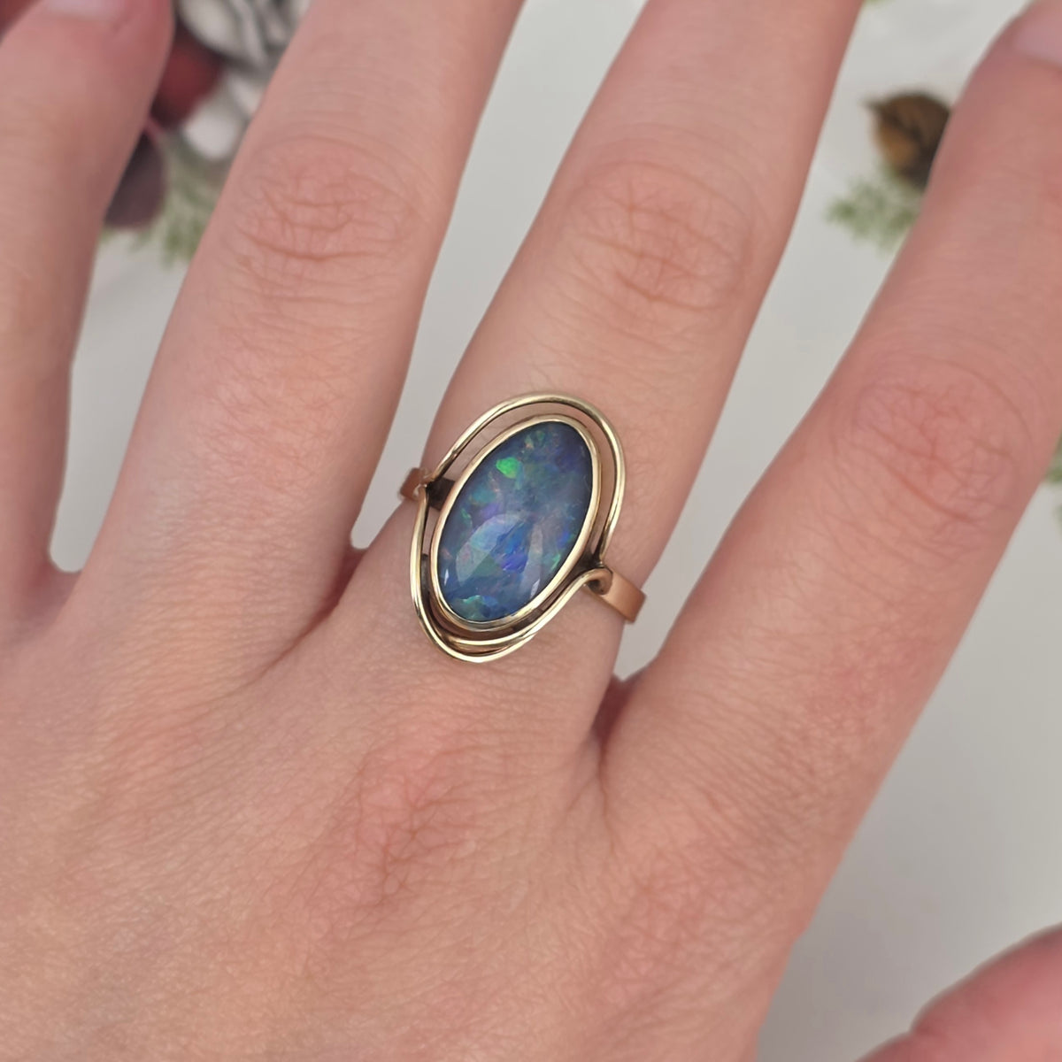 Vintage 9k ring met opaal