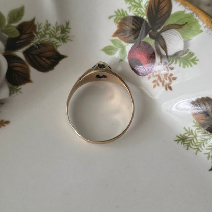 Antique 14k gold belcher ring with rose-cut diamond