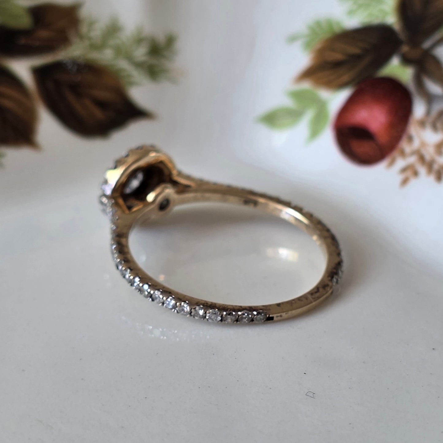 Vintage 9k verlovingsring diamant eternity halo