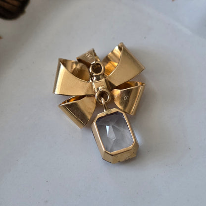 Vintage 18k gouden hanger strik met aquamarijn