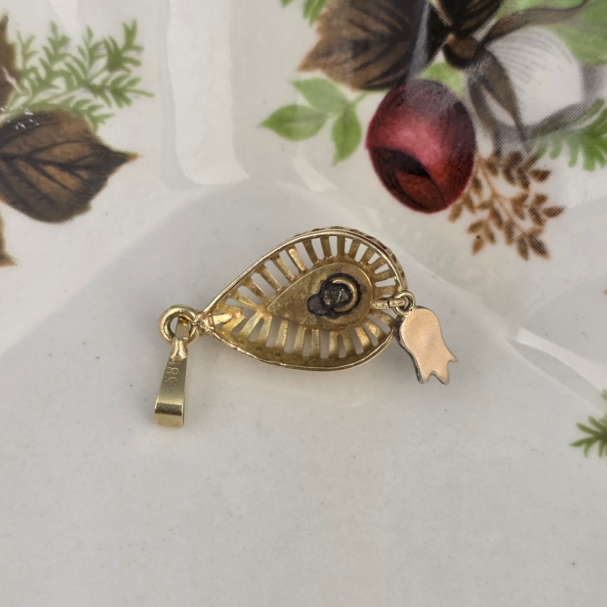 Antieke 14k gouden hanger roosdiamant