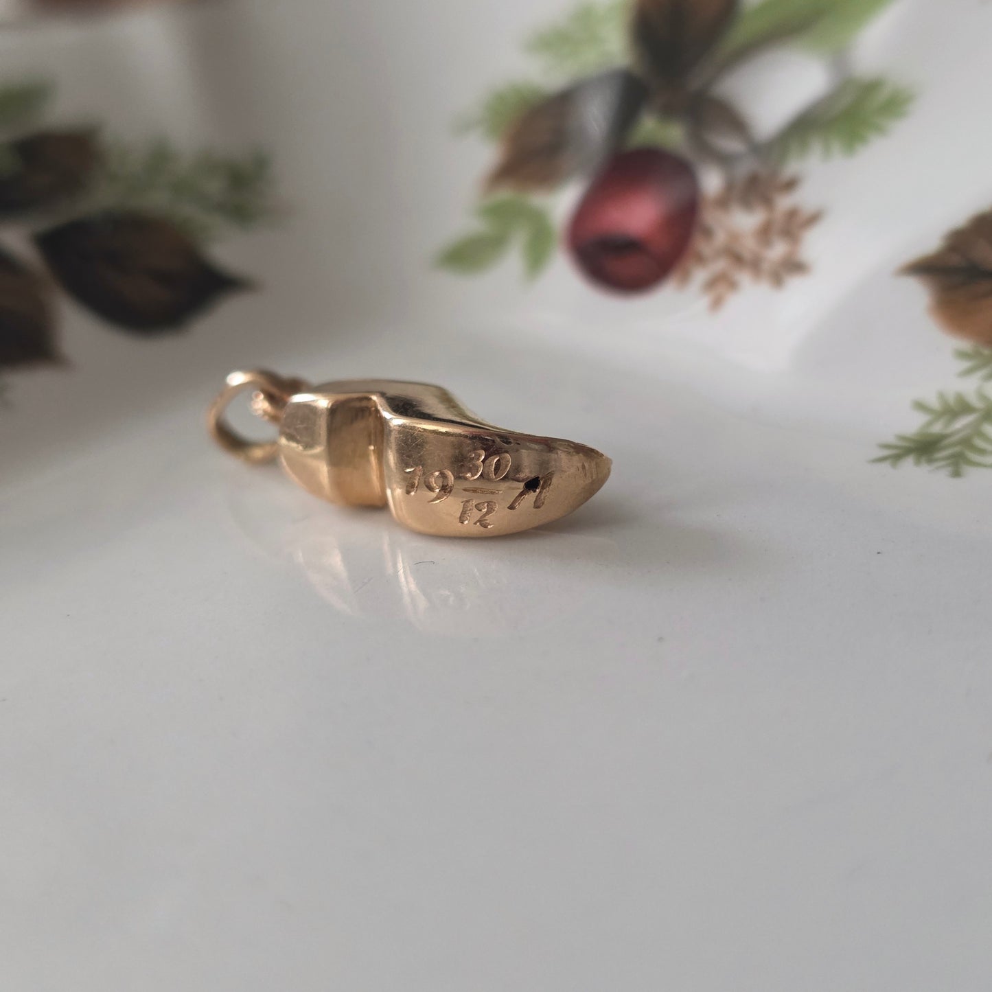 Vintage 18k gouden hanger klomp