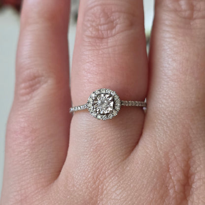 Vintage 9k verlovingsring diamant eternity halo