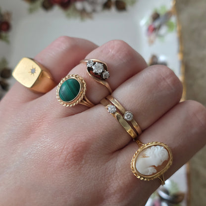 Vintage 14k gold ring malachite