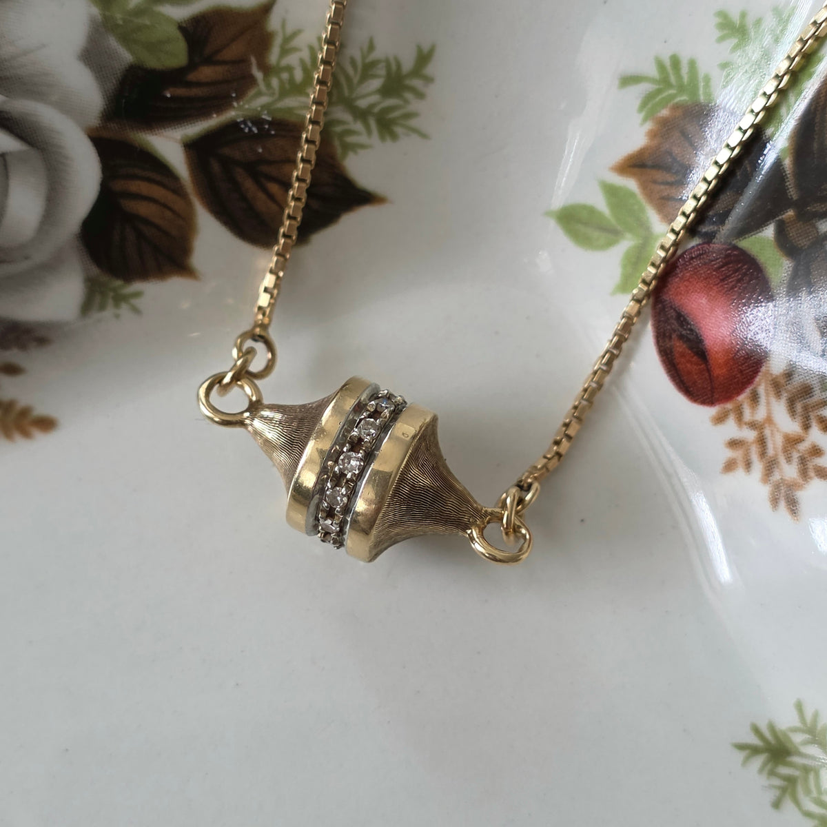 Vintage 14k gouden ketting met diamanten