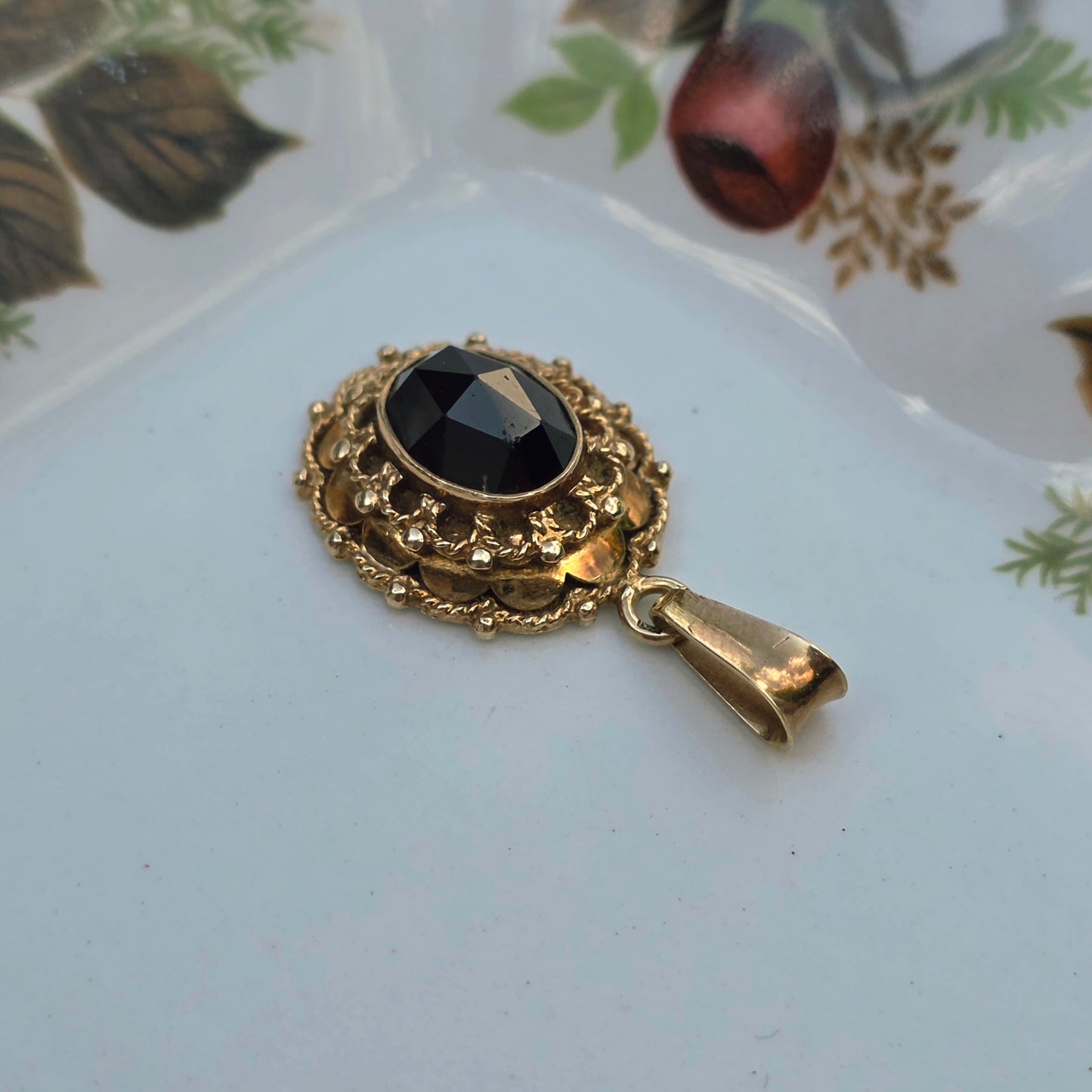 Vintage 14k gouden hanger granaat