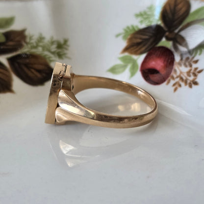 Vintage 14k gouden ring medaillon compartiment