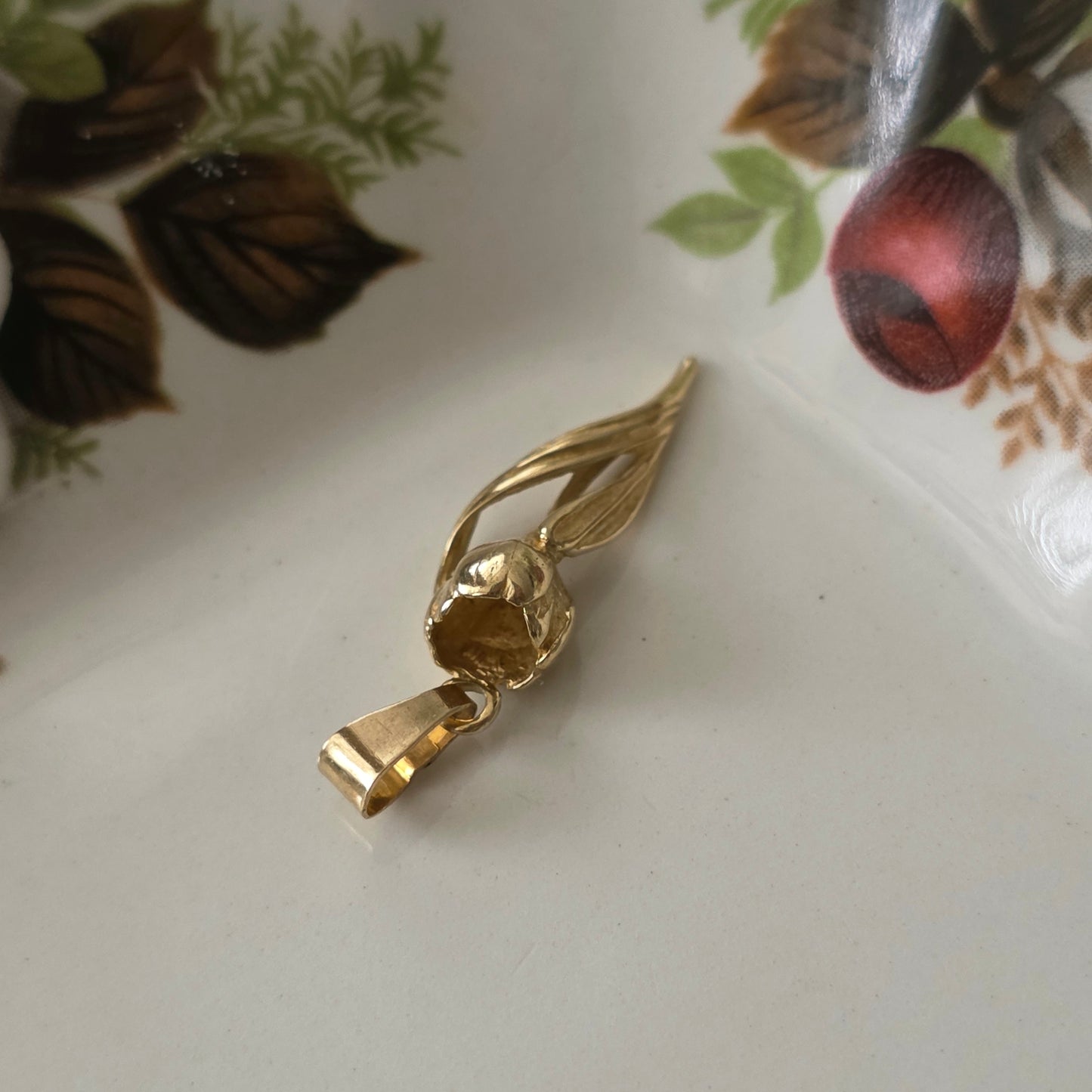 Vintage 14k gouden hanger tulp