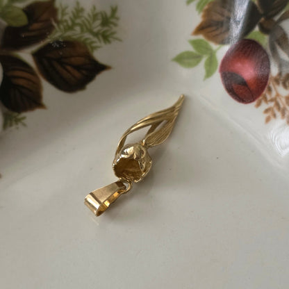 Vintage 14k gouden hanger tulp