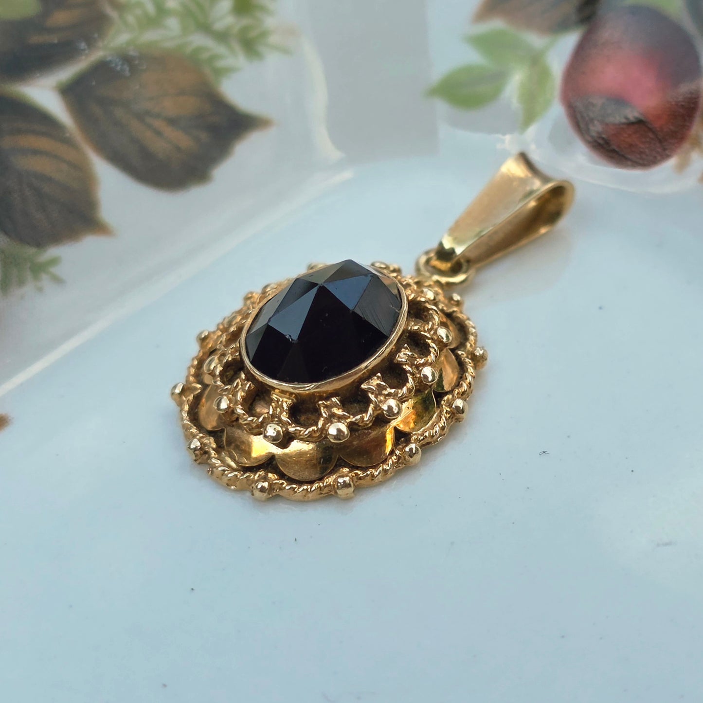 Vintage 14k gouden hanger granaat