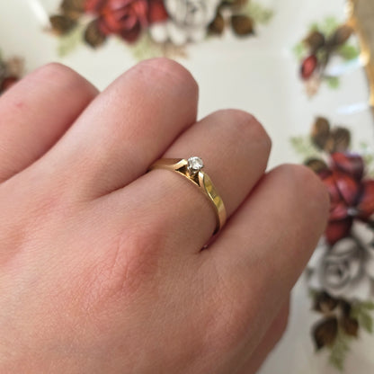 Vintage 14k gouden ring met diamant 0.08ct