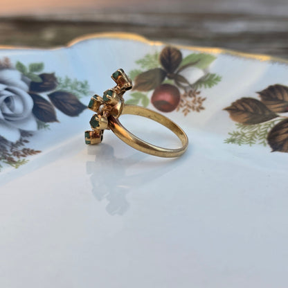 Antieke 21.6k gouden ring met smaragd en zaadparel