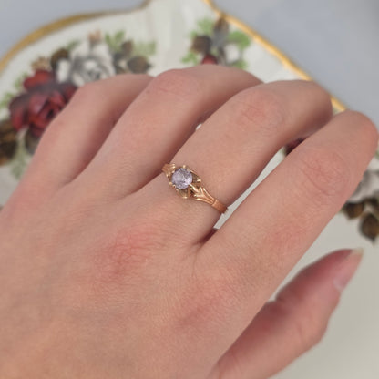 Vintage 14k roségouden ring solitair alexandriet