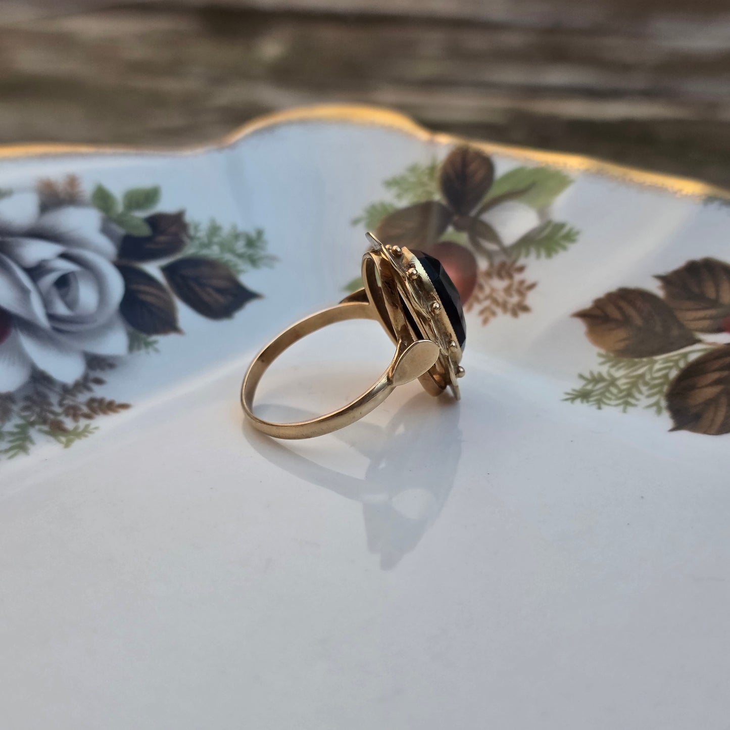 Vintage 14k gouden ring granaat