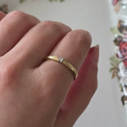 Vintage 14k gold solitair wedding ring diamond 0.05ct