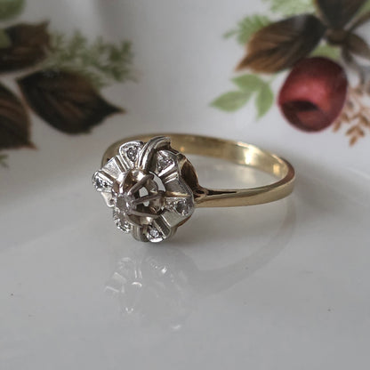 Vintage 14k gouden ring met diamanten