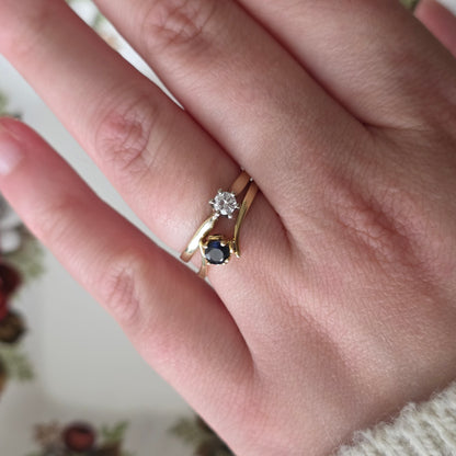 Vintage 14k gouden ring solitair saffier