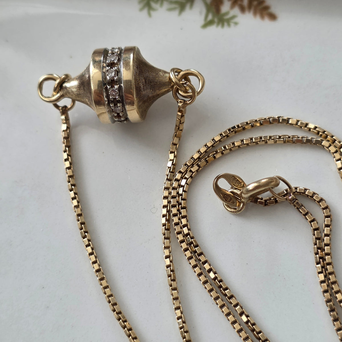 Vintage 14k gouden ketting met diamanten