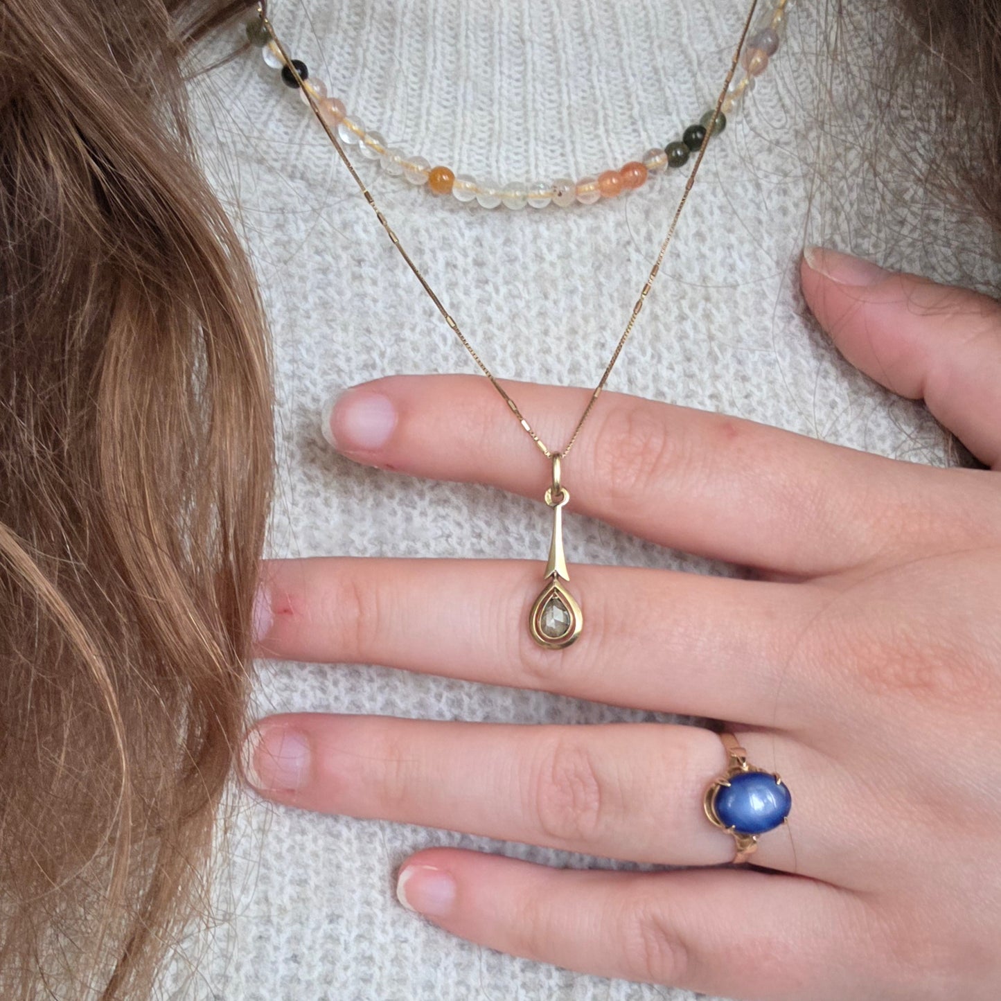 Vintage 18k gouden ring met ster saffier