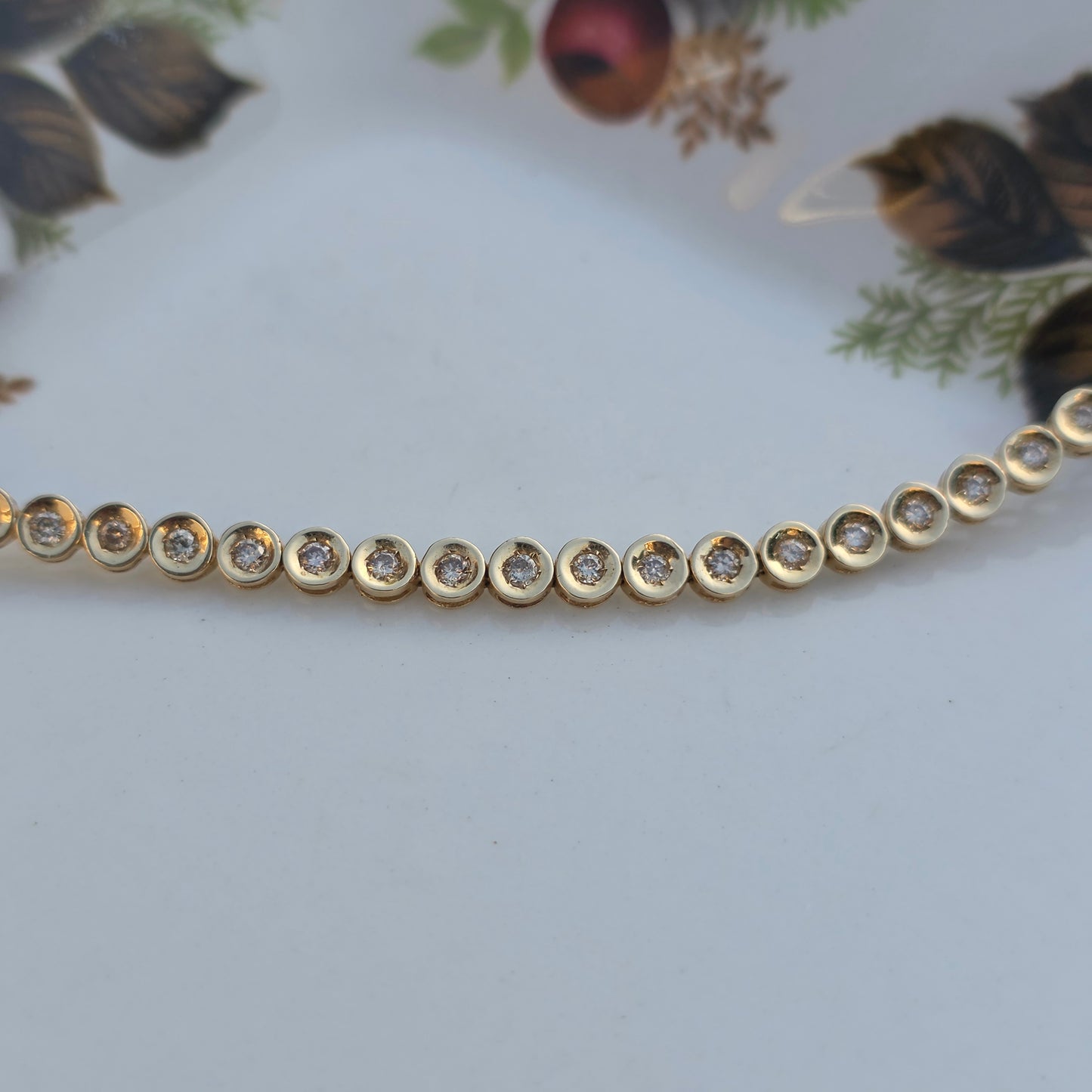 Vintage 14k geel gouden diamant tennisarmband 1ct