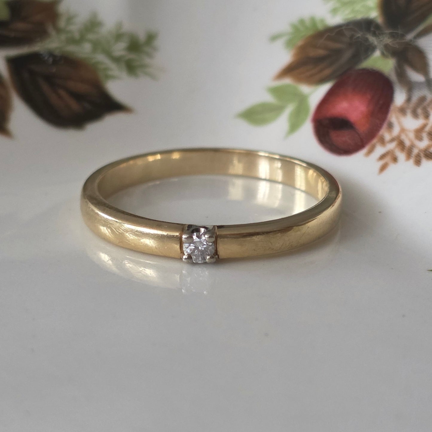 Vintage 14k gold solitair wedding ring diamond 0.05ct