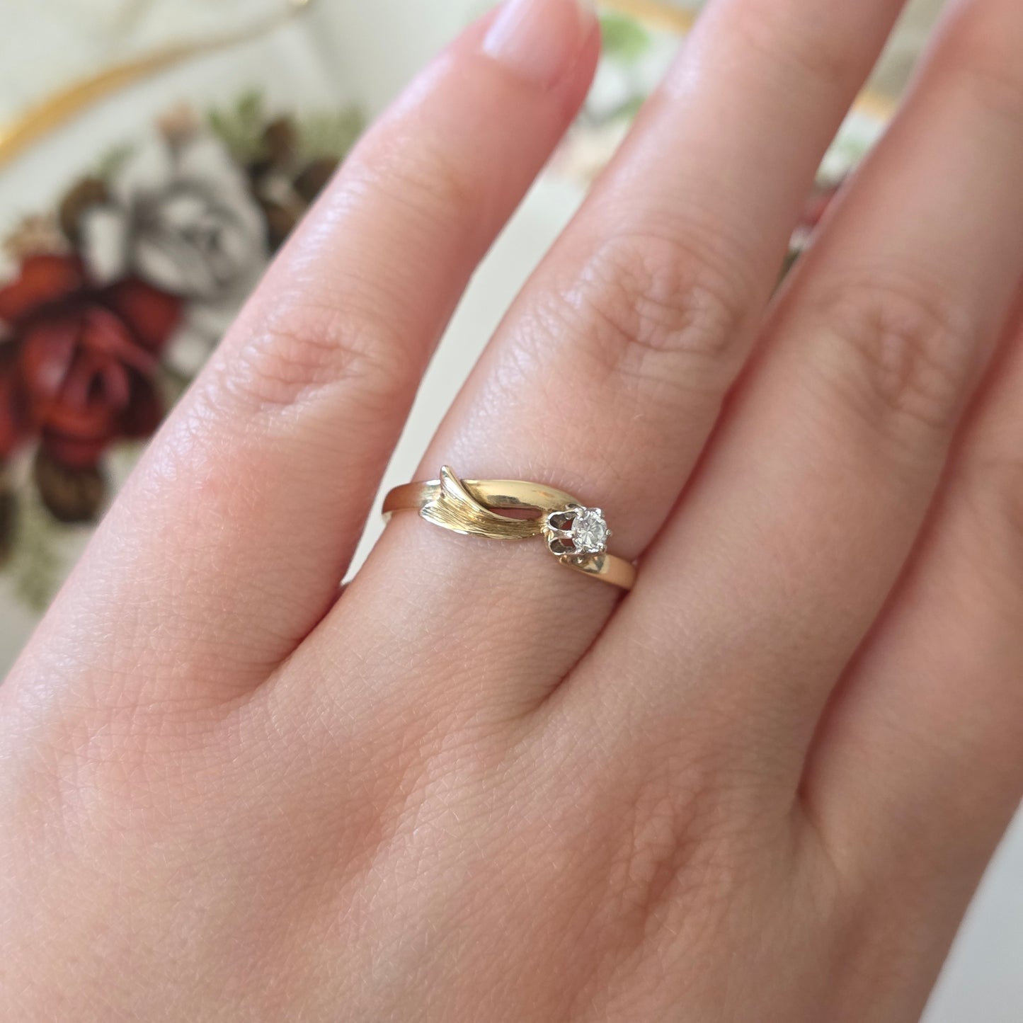 Vintage 14k gouden ring diamant 0.1ct