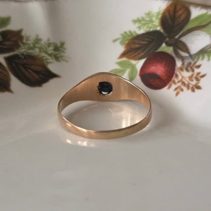 Antique 14k gold belcher ring with rose-cut diamond
