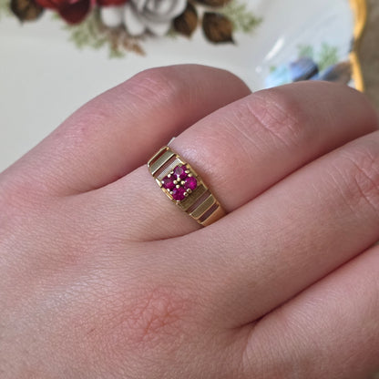 Vintage 14k gold ring with diamonds and ruby