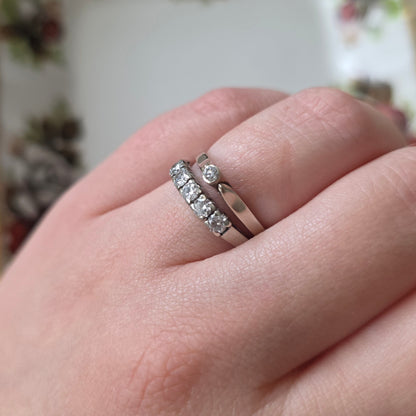 Vintage 14k witgouden ring met 5 diamanten 0.5ct