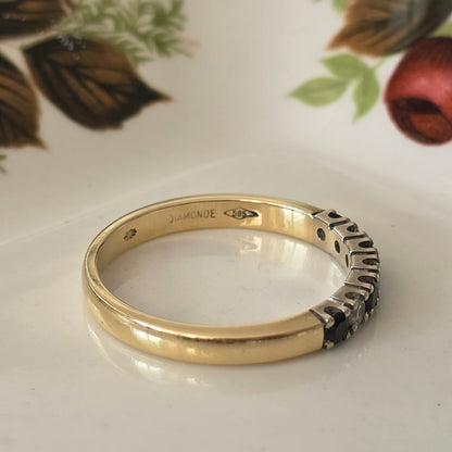 Vintage 14k gouden ring met saffier en diamant 0.12ct