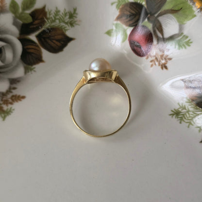 Vintage 14k gouden ring met parel