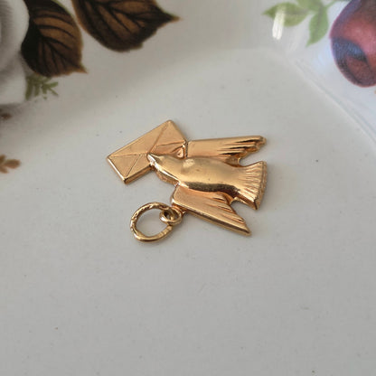 Vintage 18k gouden hanger postduif