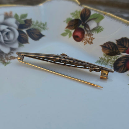Antieke 14k gouden roosdiamant broche vroege Art Deco