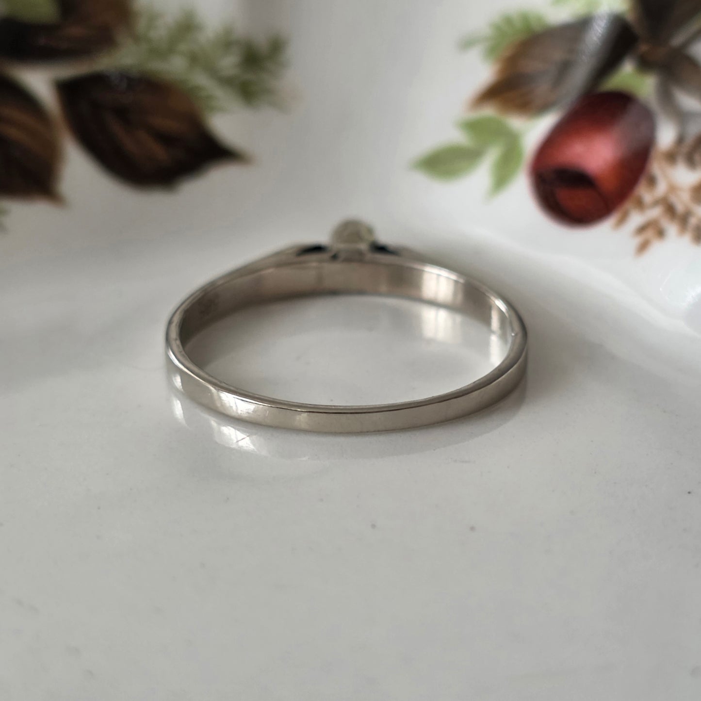 Vintage 14k witgouden verlovingsring met solitair diamant 0,06ct