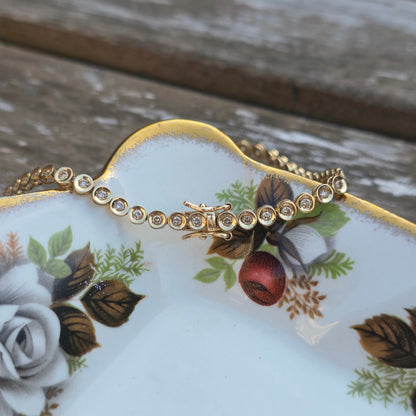 Vintage 14k geel gouden diamant tennisarmband 1ct