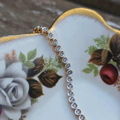 Vintage 14k wit gouden diamant tennisarmband