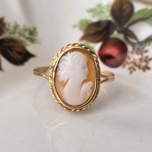 Vintage 18k gouden ring camee