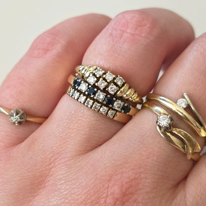 Vintage 14k gouden solitair verlovingsring diamant 0.02ct