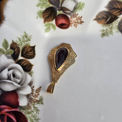Vintage 14k gouden hanger granaat