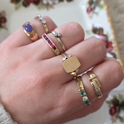 Vintage 14k witgouden ring met diamanten 0.04ct