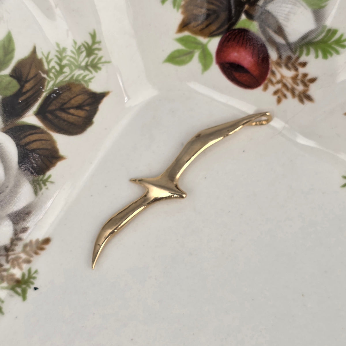 Vintage 14k gouden hanger vogel