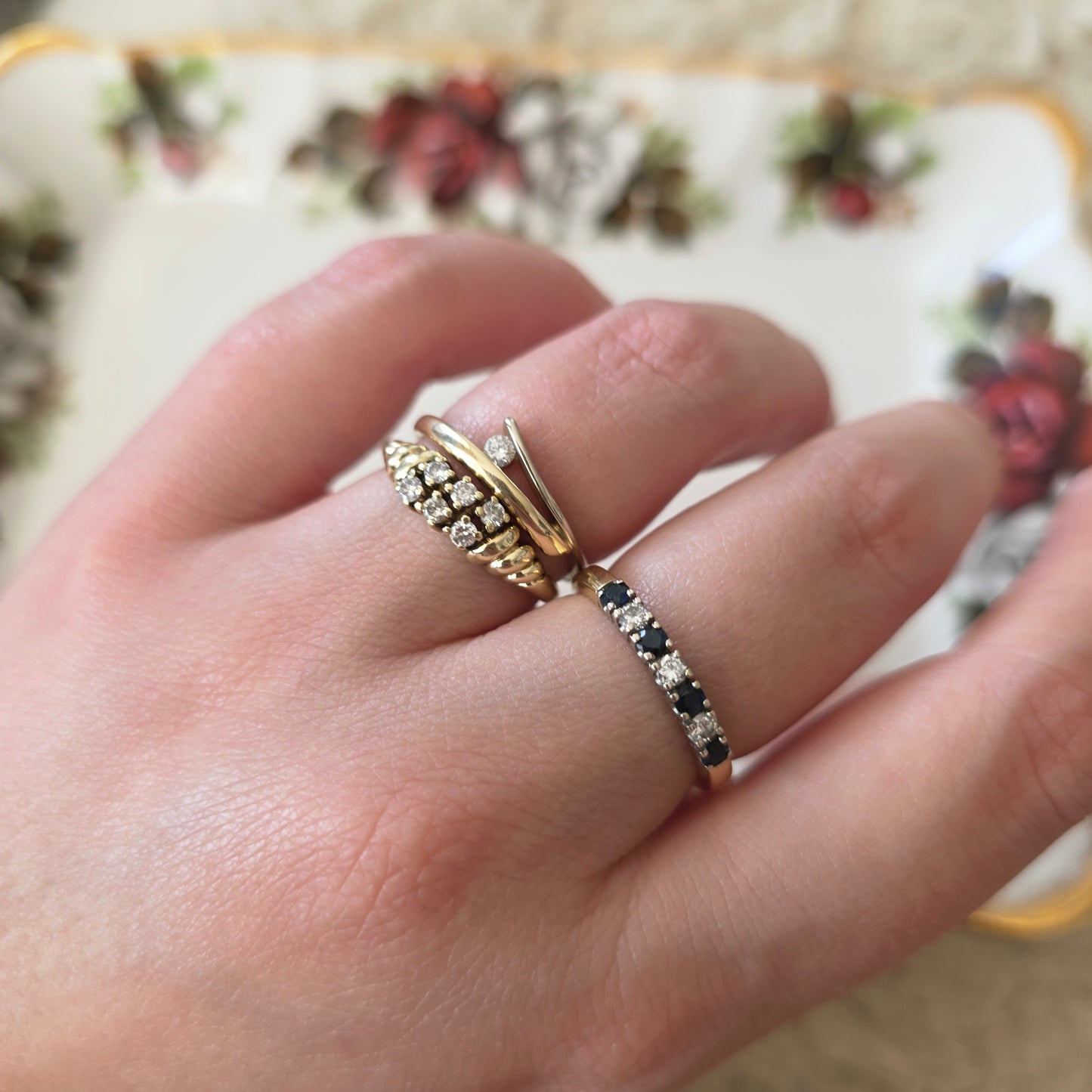 Vintage 14k gouden ring diamant 0.21ct
