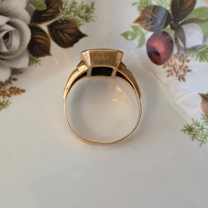 Vintage 18k gouden zegelring met hematiet