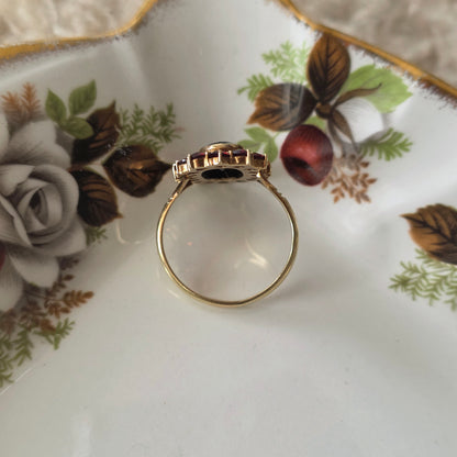 Vintage 14k gouden ring granaat entourage