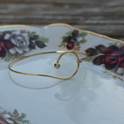 Vintage 14k gouden bangle armband met diamant