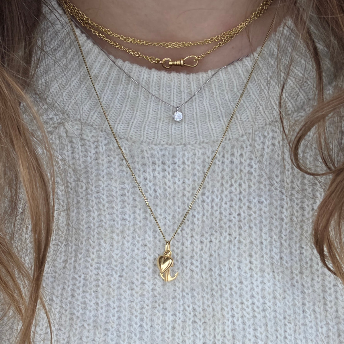 Vintage 18k gouden hanger faith hope love
