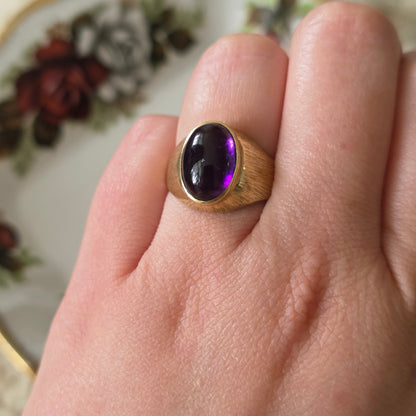 Vintage 14k gouden zegel ring met amethist