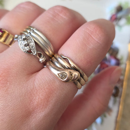 Vintage 14k witgouden ring met 13 diamanten