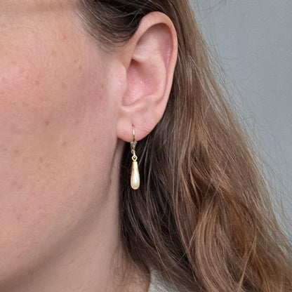 Vintage 14k gouden oorhangers parel dormeuse