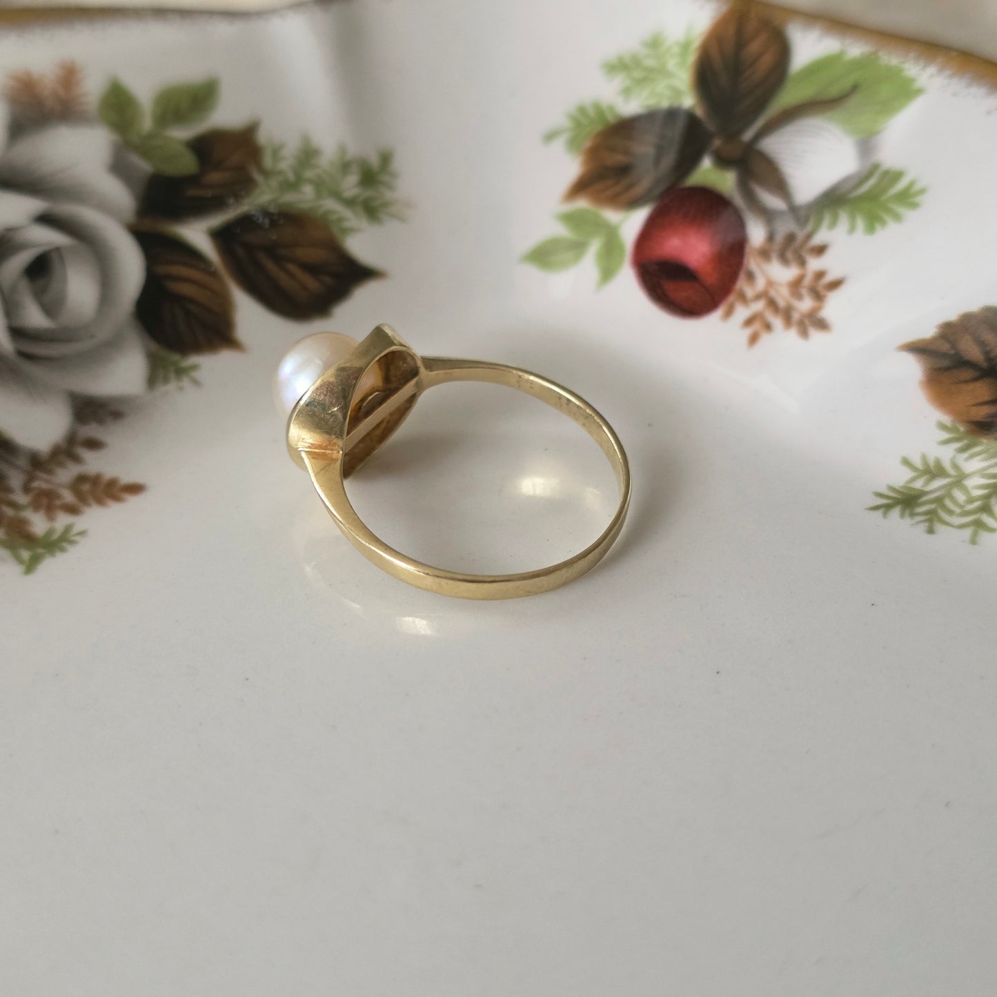 Vintage 14k gouden ring met parel
